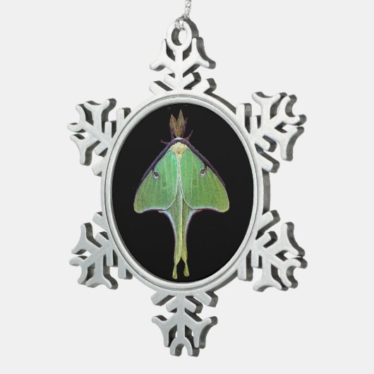 Luna Moth Tin Sneeuwvlok Ornament (Rechts)