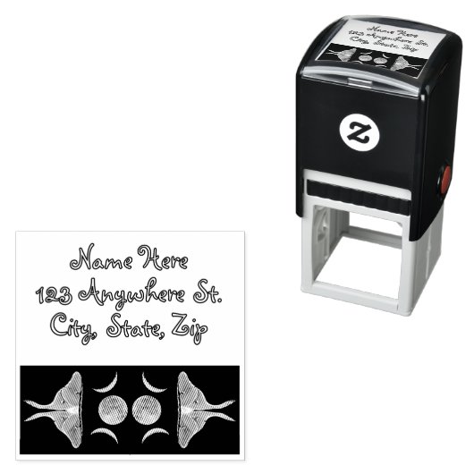 Luna Moth Triple Moon Aangepaste naam Zelfinktende Stempel (In situ)