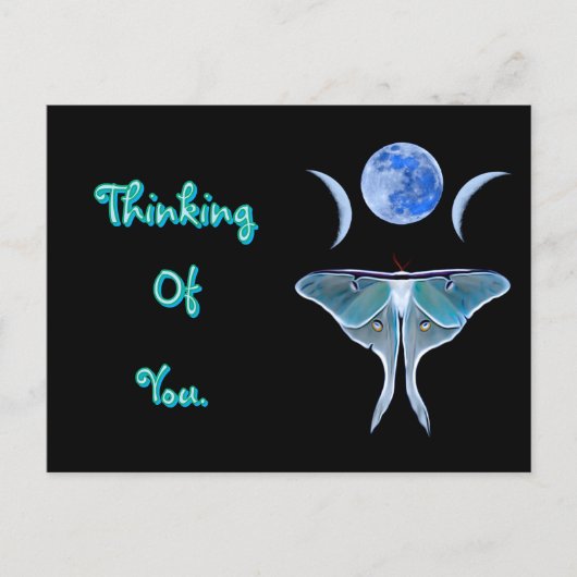 Luna Moth Triple Moon denkt aan jou Briefkaart (Voorkant)