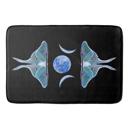 Luna Moth Triple Moon op zwart Badmat (Voorkant)