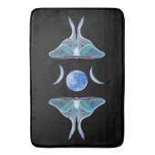 Luna Moth Triple Moon op zwart Badmat (Voorkant Verticaal)