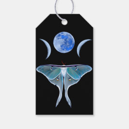 Luna Moth Triple Moon op zwart Cadeaulabel