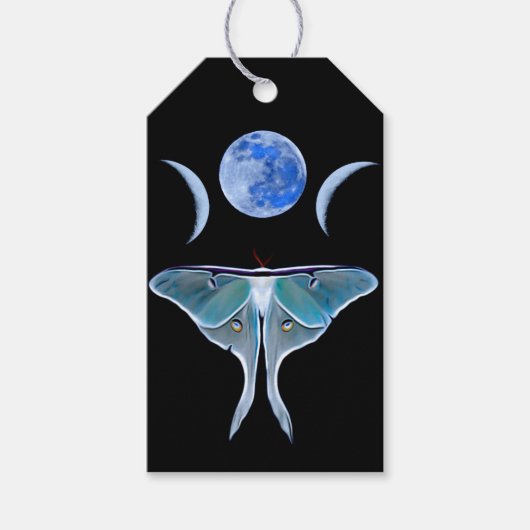 Luna Moth Triple Moon op zwart Cadeaulabel (Voorkant)