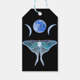 Luna Moth Triple Moon op zwart Cadeaulabel