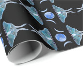 Luna Moth Triple Moon op zwart Cadeaupapier (Rol Hoek)