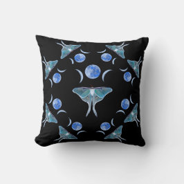 Luna Moth Triple Moon op zwart Kussen