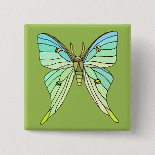 Luna Moth Vierkante Button 5,1 Cm