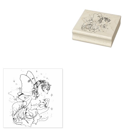 Luna moth winged Fairy Horse Rubber Stamp Rubberstempel (Gestempeld)