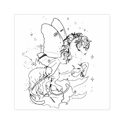Luna moth winged Fairy Horse Rubber Stamp Rubberstempel (Afrduk)