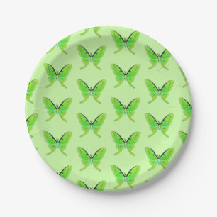 Luna moths - kalkgroen op een bleke groene achterg papieren bordje