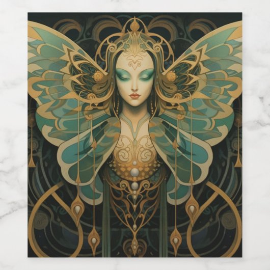 Luna mottengodin wijn etiket (Enkel label)