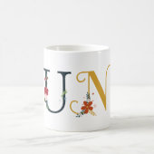 LUNA naam kunst met bloemen geborduurd Koffiemok (Center)