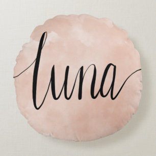 Luna Name Hand Lettered Round Pillow Rond Kussen