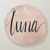 Luna Name Hand Lettered Round Pillow Rond Kussen (Achterkant)