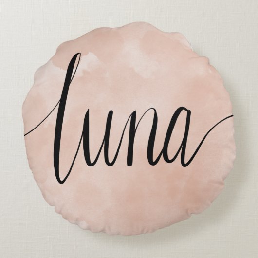 Luna Name Hand Lettered Round Pillow Rond Kussen (Achterkant)