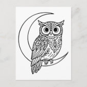 Luna Owl Line Art with Crescent Moon Briefkaart (Voorkant)