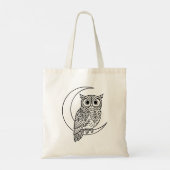 Luna Owl Line Art with Crescent Moon Tote Bag (Achterkant)