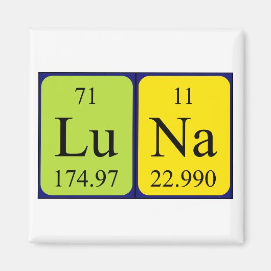 Luna periodieke lijstnaam magnet (Voorkant)