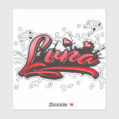 Luna red Heart Graffiti Aufkleber Sticker (Vel)