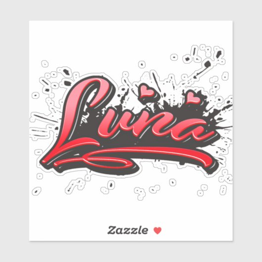 Luna red Heart Graffiti Aufkleber Sticker (Vel)