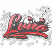Luna red Heart Graffiti Aufkleber Sticker (Voorkant)