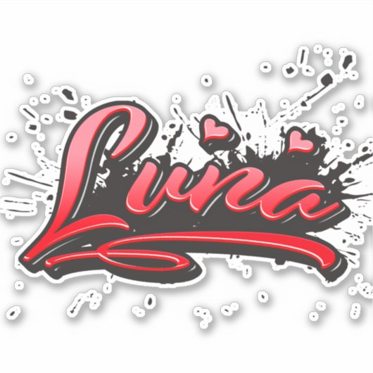 Luna red Heart Graffiti Aufkleber Sticker (Voorkant)