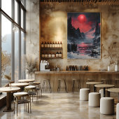 Luna Roja: Impresionista y Surrealista Perfect Poster