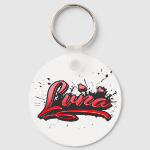 Luna rood Hart Graffiti sleutelhanger