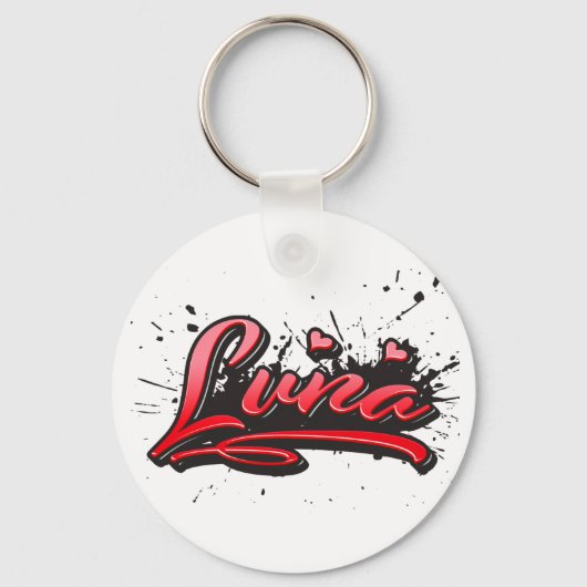 Luna rood Hart Graffiti sleutelhanger (Voorkant)