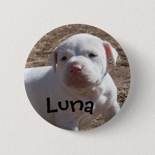 Luna, Saved Puppy Ronde Button 5,7 Cm (Voorkant)