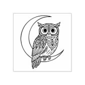 Luna Uil Line Art met halve maan Rubberstempel (Afrduk)