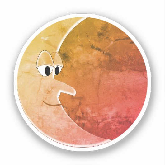 Luna Vintage Maan Tekening Sticker (Voorkant)