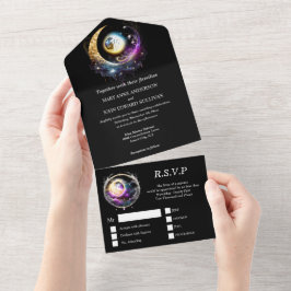 Luna volle maan halve maan hemels mystiek elegant all in one uitnodiging