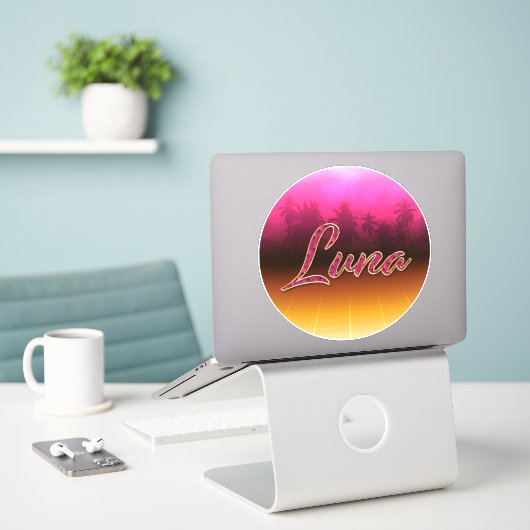 Luna Vorname Name golden pink Aufkleber Sticker (Laptop op bureau)