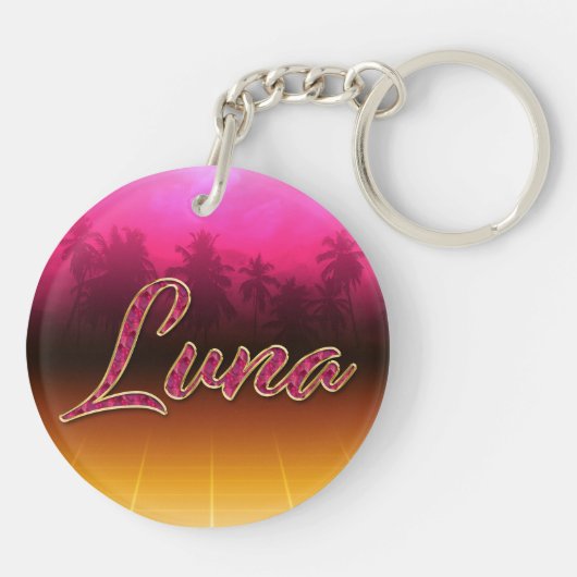 Luna Vorname Name golden pink Schlüsselanhänger Sleutelhanger (Achterkant)