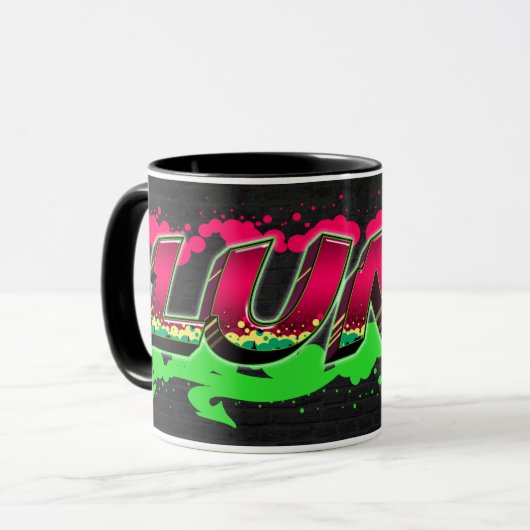 Luna Vorname Name Graffiti red green Tasse Mok (Voorkant links)