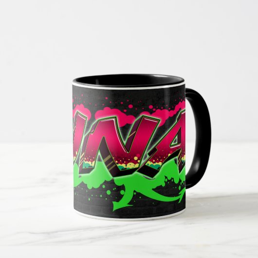 Luna Vorname Name Graffiti red green Tasse Mok (Voorkant rechts)