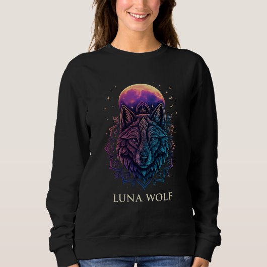 Luna Wolf Spirituele Moon Art Trui (Voorkant)