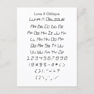 Luna X Oblique - Zazzle Font Sampler Blad Briefkaart