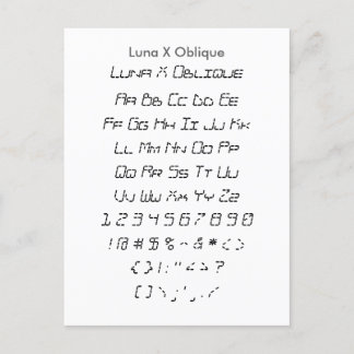 Luna X Oblique - Zazzle Font Sampler Blad Briefkaart