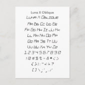 Luna X Oblique - Zazzle Font Sampler Blad Briefkaart (Voorkant)