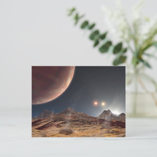 Lunair landschap met drie zonnen briefkaart (Staand voorkant)