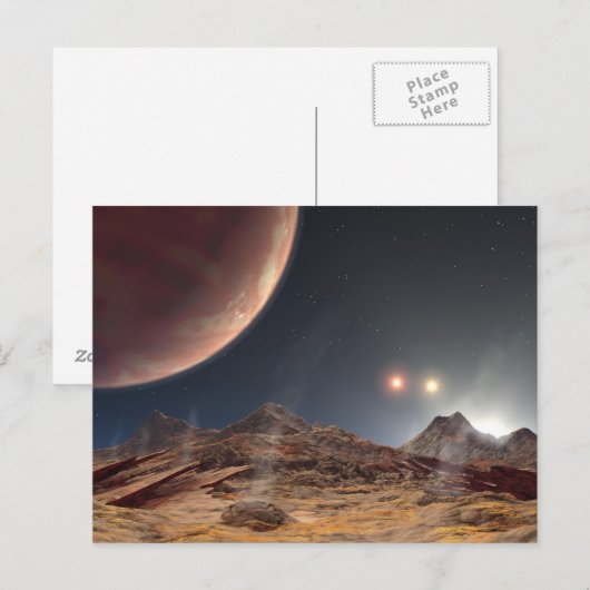Lunair landschap met drie zonnen briefkaart (Voorkant / Achterkant)