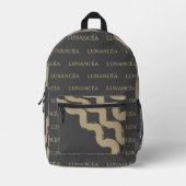 LUNANCÉA Abstract Backpack – Gold & Dark Style Bedrukte Rugzak (Voorkant)