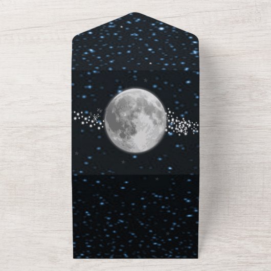 Lunar All in One Wedding Invite All In One Uitnodiging (Buitenkant)