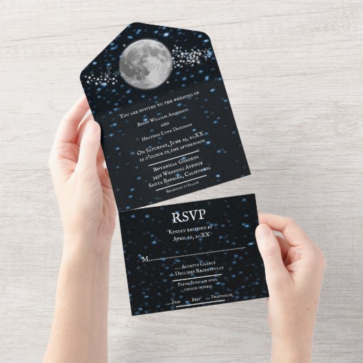 Lunar All in One Wedding Invite All In One Uitnodiging (Afscheurbaar)