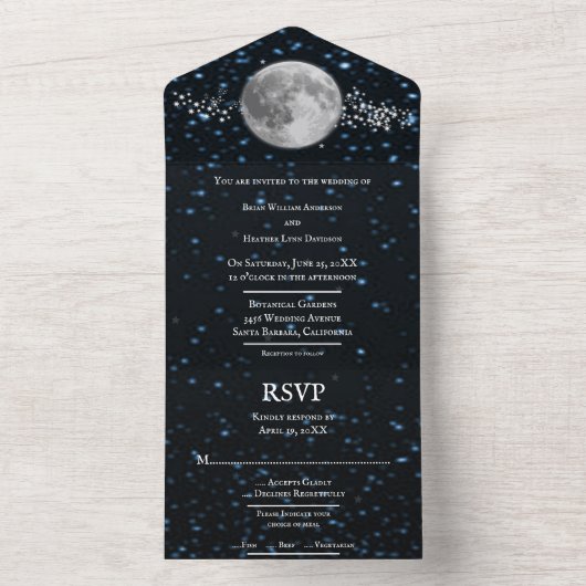 Lunar All in One Wedding Invite All In One Uitnodiging (Binnen)