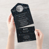 Lunar All in One Wedding Invite Uitnodiging (Afscheurbaar)