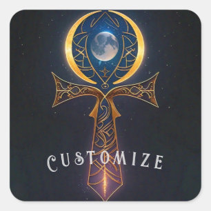 Lunar Ankh Vierkante Sticker