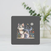 Lunar Baby Wolf - Enchanting Greeting Card (Staand voorkant)